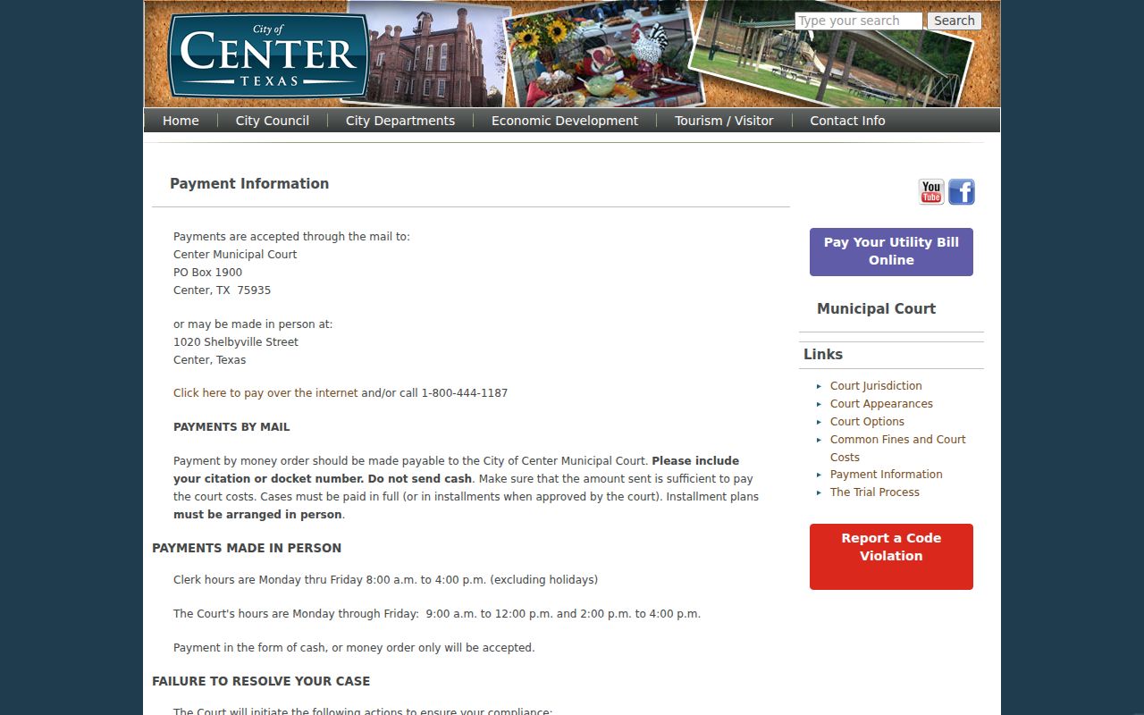 Shelby County traffic warrants and Center Municipal Court payment channels