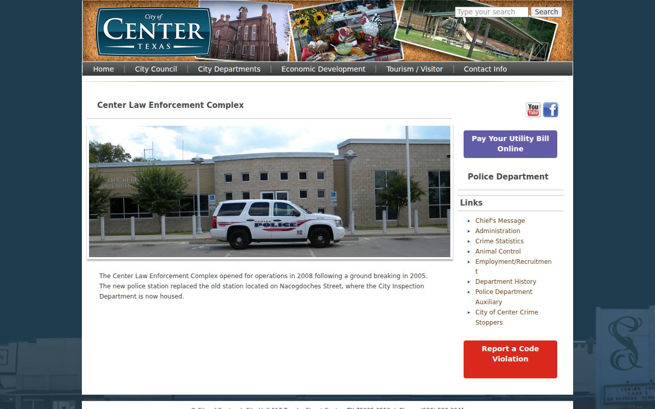 Center warrant records and Center Law Enforcement Complex