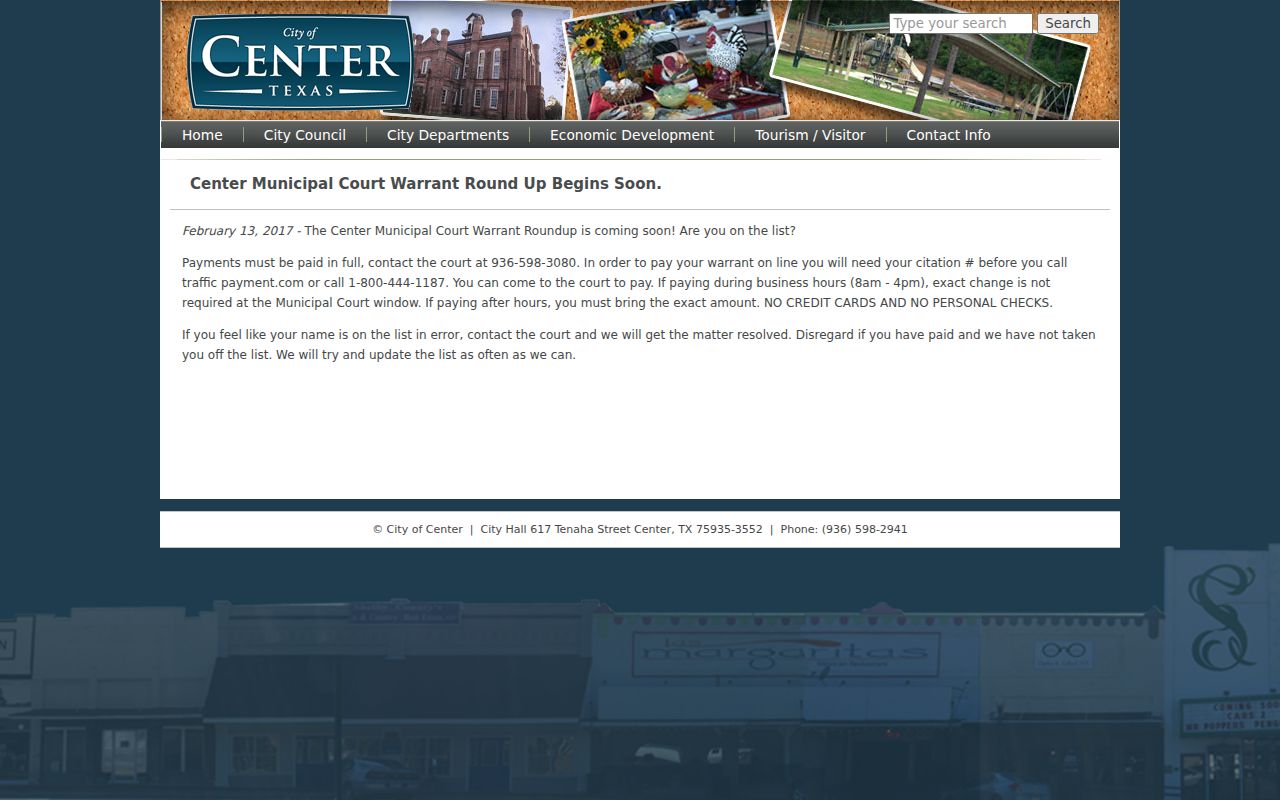 Shelby County warrant records and historic Center Municipal Court roundup notice