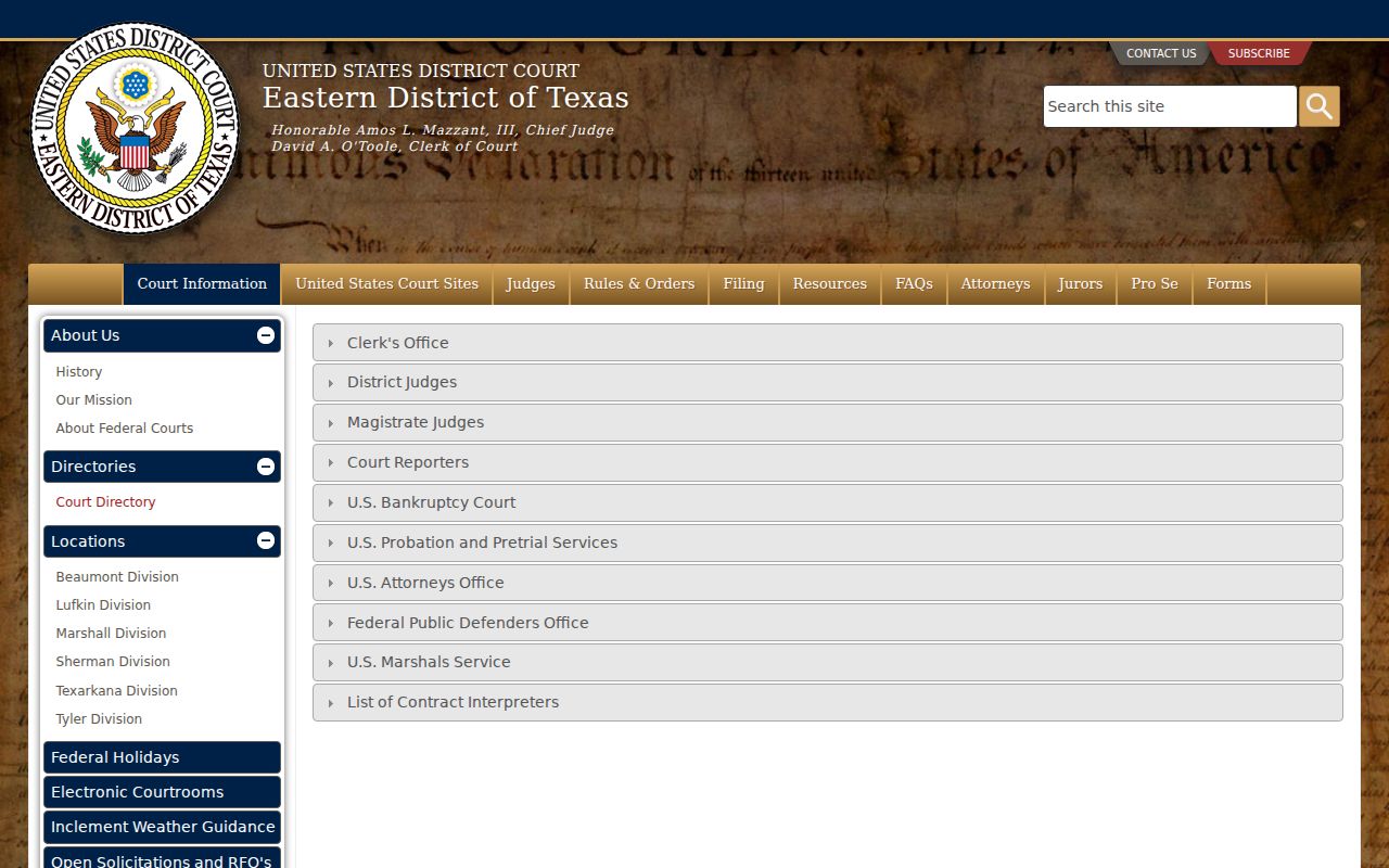 Shelby County arrest warrants and Eastern District of Texas federal court directory